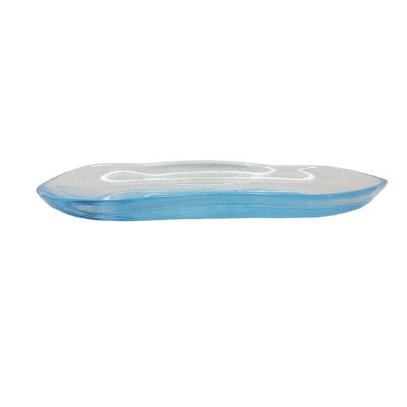 Vintage Italian Artesian Blue Marbled Glass Platter Handcrafted in Italy by Arte - Picture 7 of 11